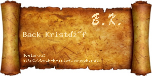 Back Kristóf névjegykártya